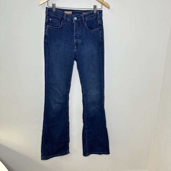 Pilcro and the Letterpress Flare Jeans Blue‎ Dark Wash Stretch Women's Size 26T - Picture 1 of 12